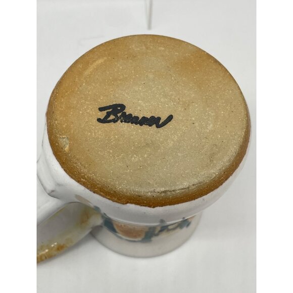 Brenner Tollivor Studio Pottery Mug With Abstract Blue & Brown Glaze Design - Picture 4 of 7
